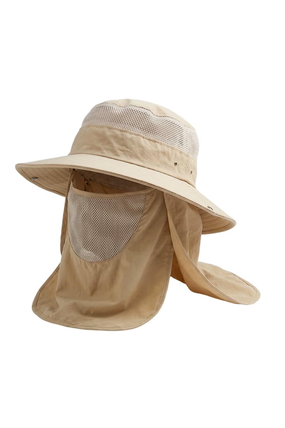 Sun Bucket Hat for Men and Women, Detachable Face Cover Sun Hats,Wide Brim Fish Hat with Neck Flap UV Protection for Hiking