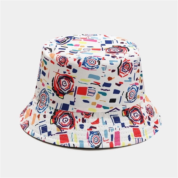 Sun Bucket Hats for Women Men Wide Brim Upf 50+ Fishing & Beach Hats Bucket Hats Male's and Female's Casual Fisherman's Hat 3D Printed Pattern Tie Dye Double Basin Hat Outdoor Visor
