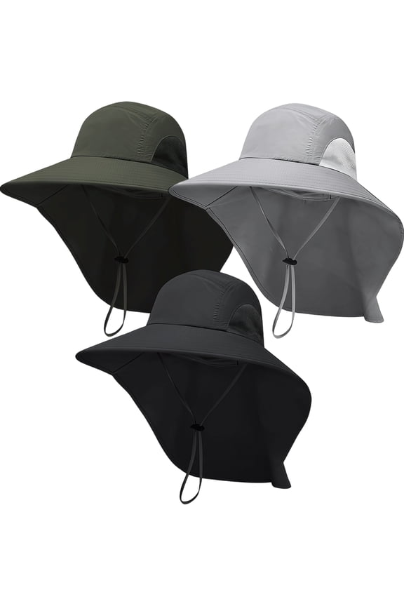 Sun Bucket Hats for Men Women Fishing Hat UV Protection Wide Brim Beach Safari Hat with Neck Flap