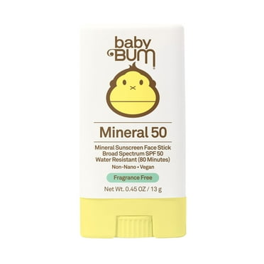 Sun Bum Baby Bum Gentle Mineral-Active Sunscreen Face Stick, SPF 50, Fragrance Free, 0.45oz