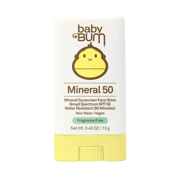 Sun Bum Baby Bum Mineral Sunscreen Face Stick, SPF 50, Fragrance Free, 0.45oz