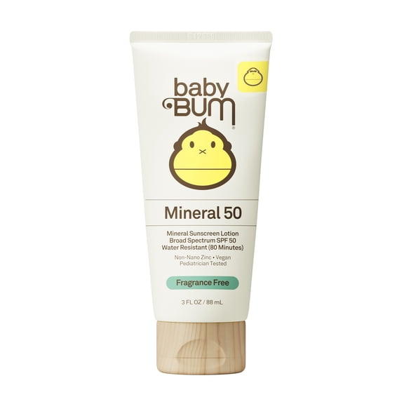 Sun Bum Baby Bum Gentle Mineral-Active Sunscreen Lotion, SPF 50, Fragrance Free, 3 fl oz