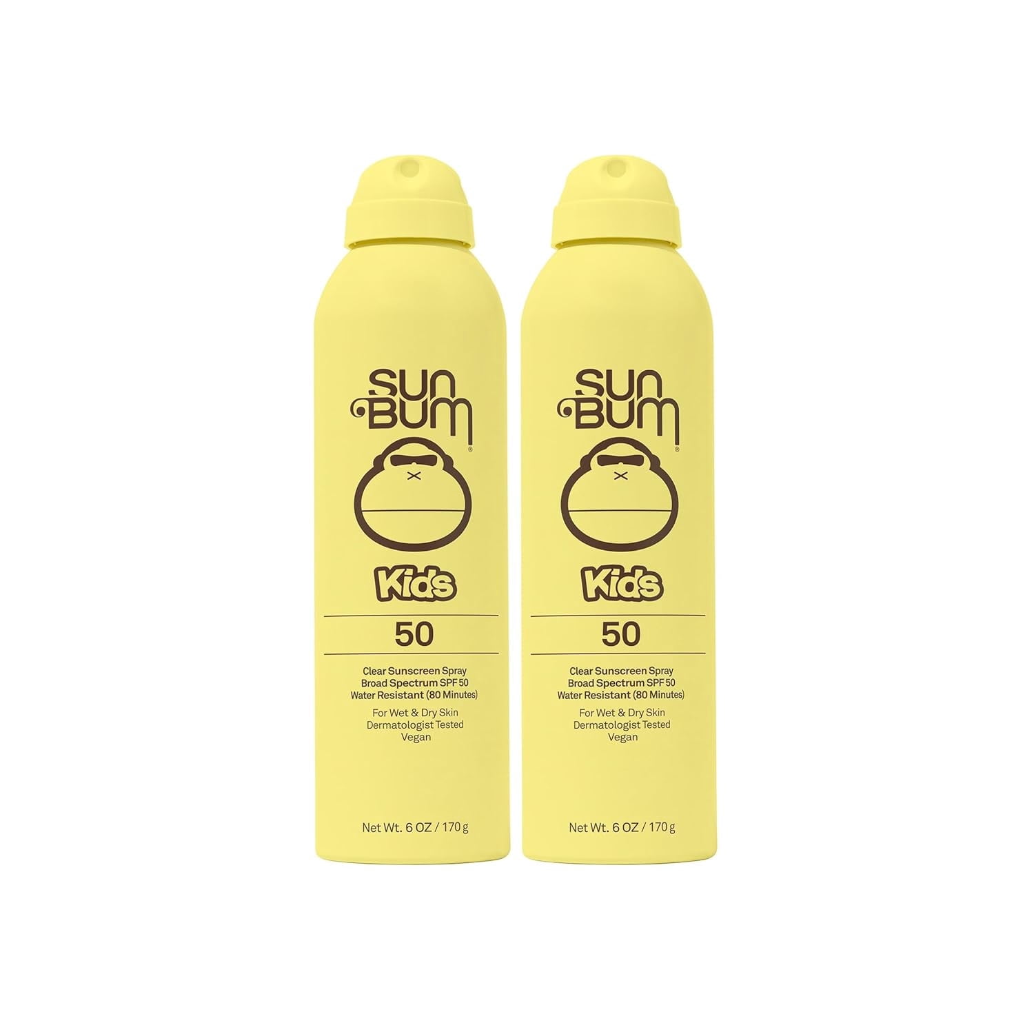 Sun Bum Kids SPF 50 Clear Sunscreen Spray | Wet or Dry Application | Hawaii 104 Reef Act Compliant (Octinoxate & Oxybenzone Free) Broad Spectrum UVA/UVB Sunscreen | 6 oz (Pack of 2)
