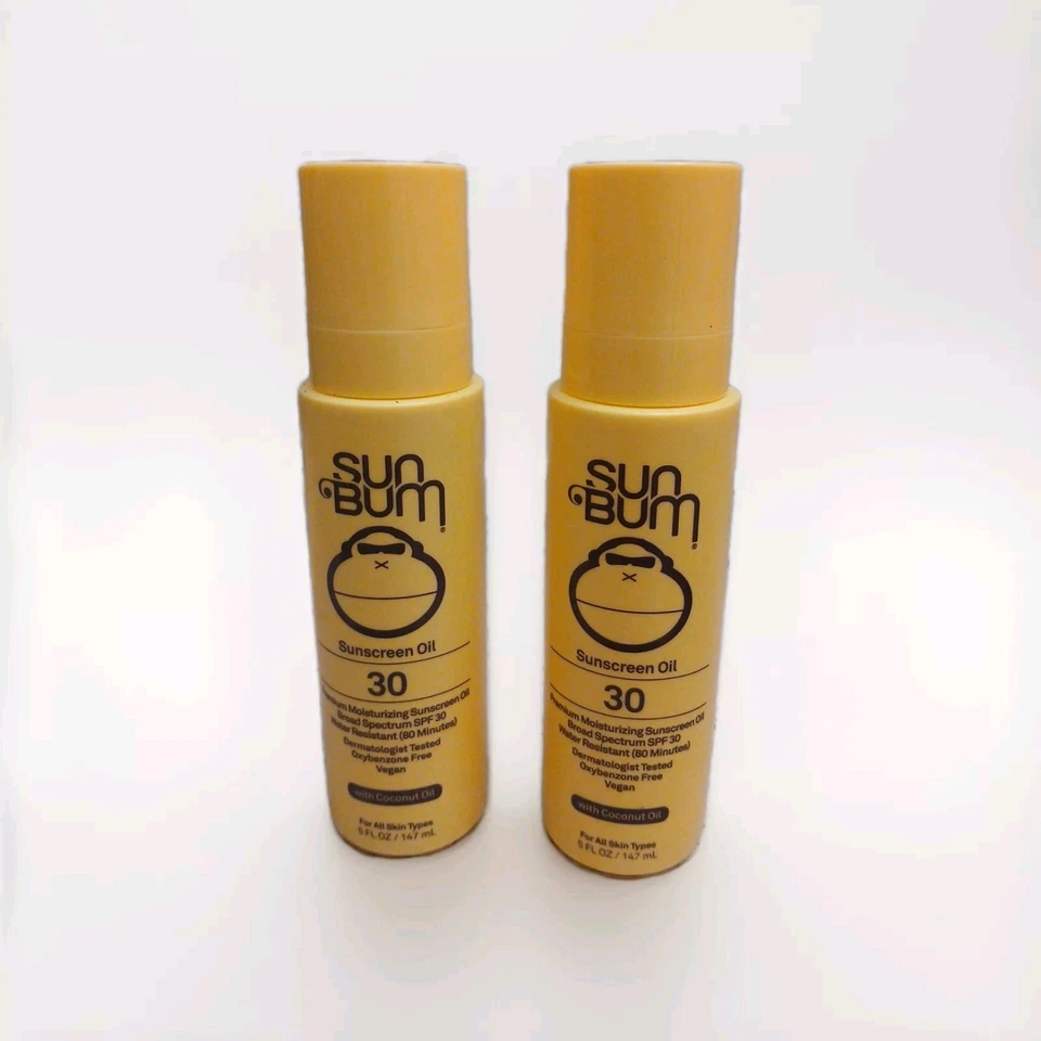 Sun Bum Original SPF 30 Sunscreen Oil Vegan and Reef Friendly 5 oz (Pack Of 2)