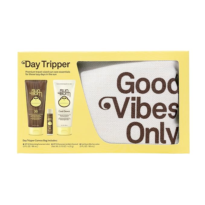 Sun Bum Premium Day Tripper | Travel-Sized Sun Care Pack with Sunscreen Lotion, Sunscreen Lip Balm and Hydrating Cool Down Lotion | Broad Spectrum UVA/UVB Protection