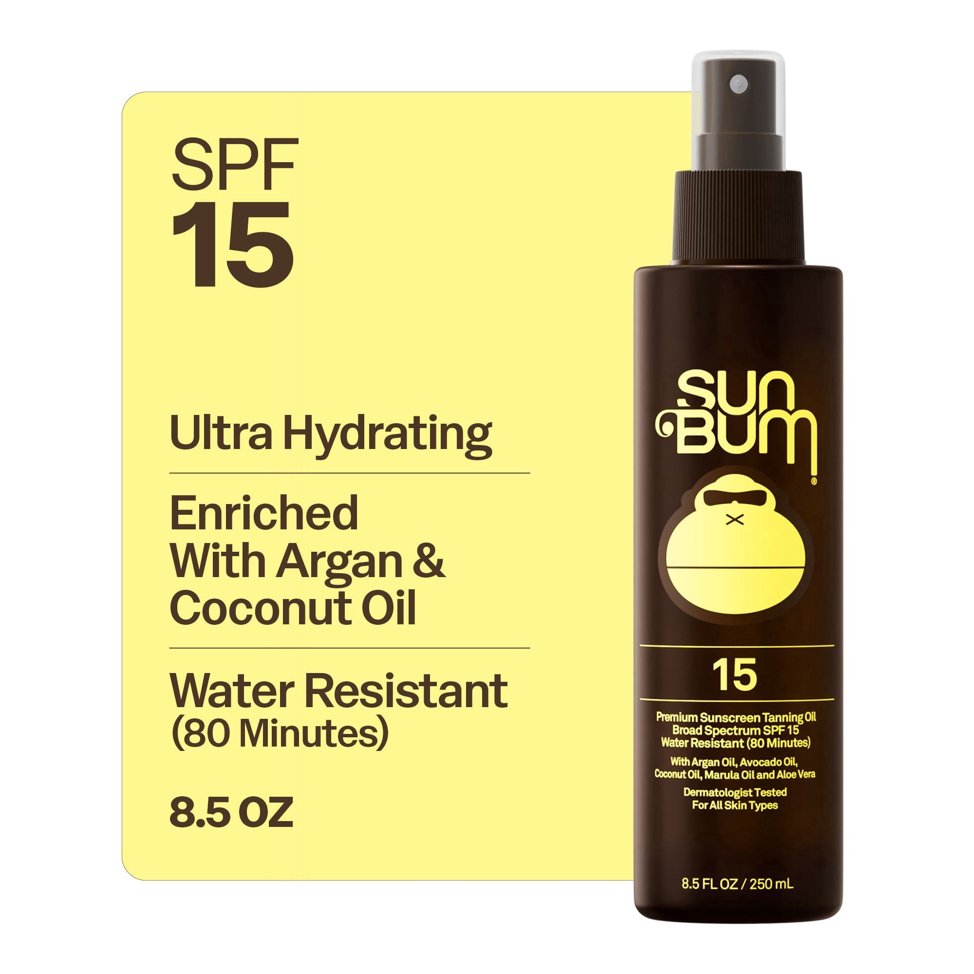 Sun Bum Premium Sunscreen Tanning Oil with Argan Oil, SPF 15, 8.5 fl oz