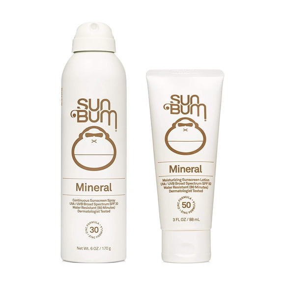Sun Bum Sun Bum Mineral Spf 30 Sunscreen Spray and Spf 50 Lotion Vegan and Hawaii Act 104 Compliant (octinoxate & Oxybenzone Free) Broad Spectrum Zinc Sunscreen With Uva/uvb, 2 Count