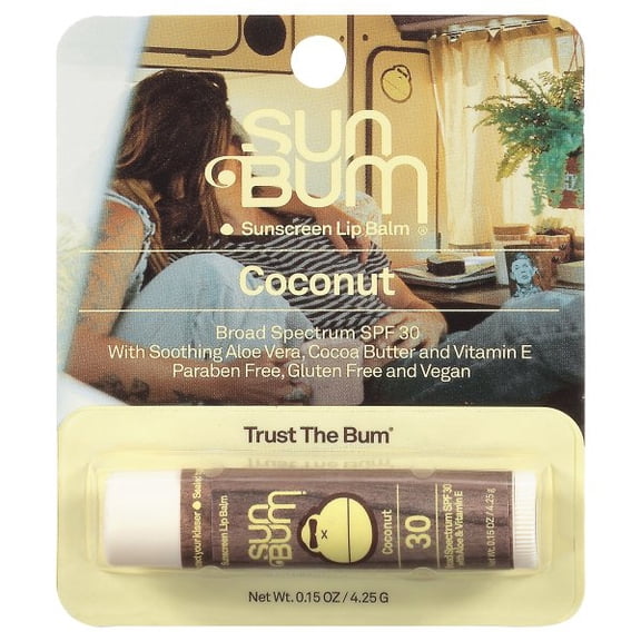 Sun Bum Sunscreen Lip Balm, Coconut, SPF 30, 0.15 oz