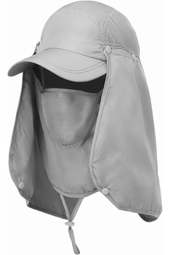 Sun Cap Fishing Hat for Men & Women, UV Protection, Lightweight Baseball Hat, Detachable Neck Flap & Face Cover, Windproof