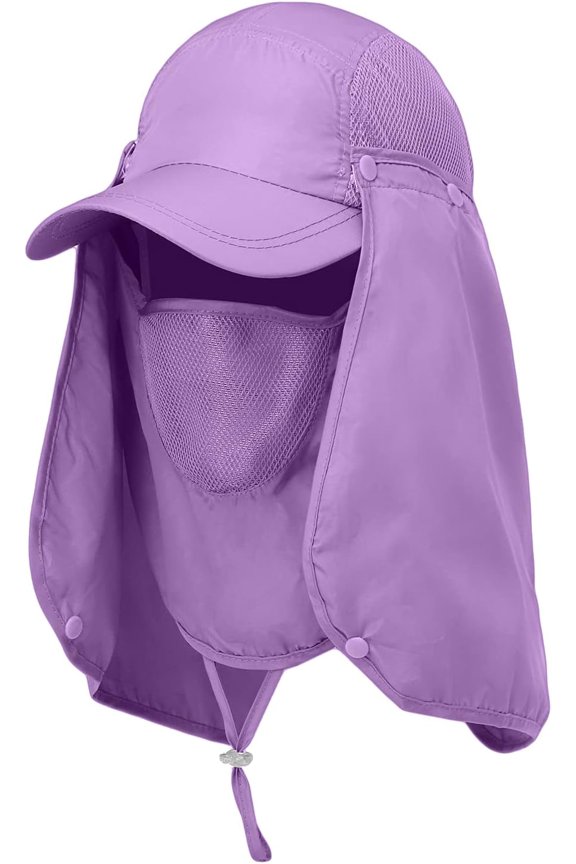 Sun Cap Fishing Hat for Men & Women, UV Protection, Lightweight Baseball Hat, Detachable Neck Flap & Face Cover, Windproof