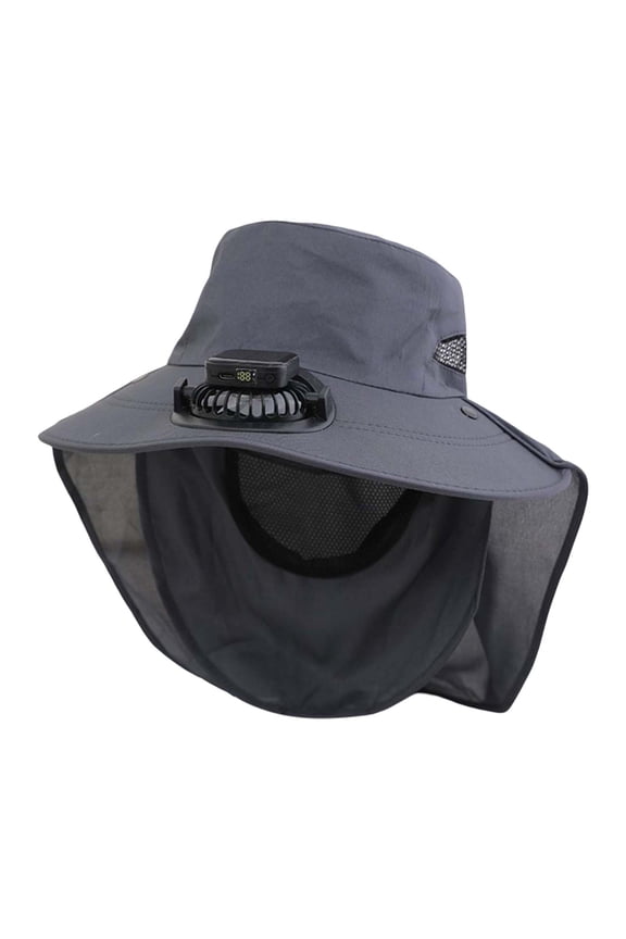 Sun Cap Fishing Solar Fan Hats Outdoor-Fans Solar Power Dual Charging Mode Wide Brim Sun Protection Hat with Removable Face&Neck Flap Cover for Men Women