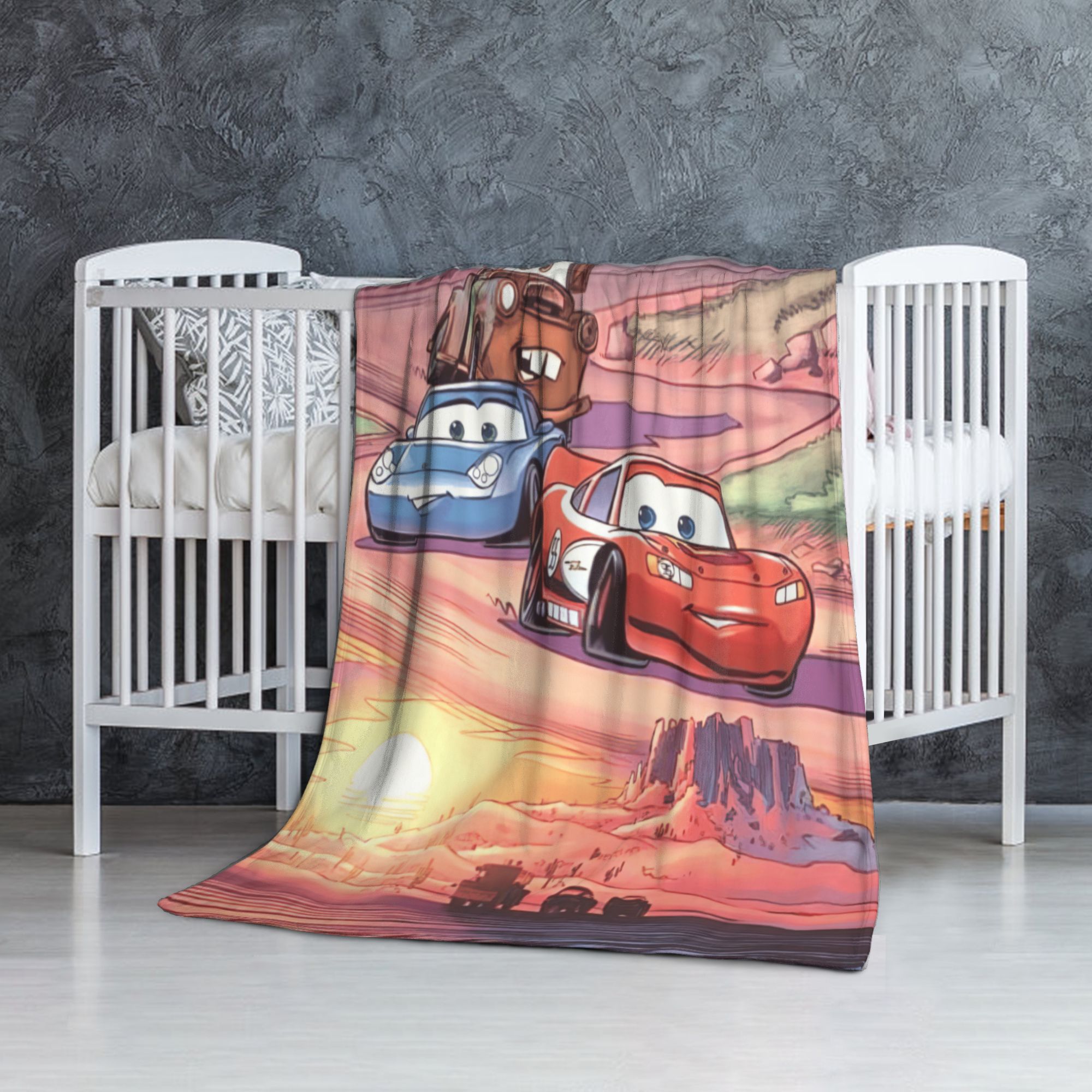 Sun Cars Lightning Mcqueen Blanket for Couch Bed Throw Blanket