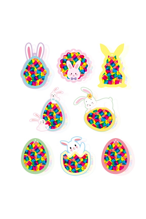 Sun Catcher DIY Craft Kit, Make Heart, Flower and Bunny Window Decorations, Stained Glass Style Paper Craft Art Set for Home Decor