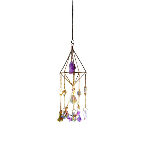 Sun Catcher Rainbow Crystal Wind Chime, Hanging Decor For Room Window Garden, Stained Glass Light Catcher, Decorative Hanging Ornament, Gift For Teens S, 1Pc Hanging Decor +