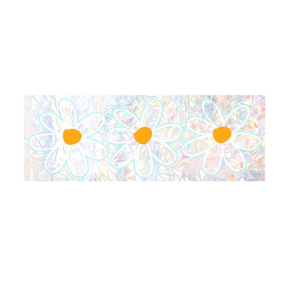 Sun Catcher Stickers for Windows, Daisy Flower Rainbow Maker Decal Set, 15 cm x 42 cm PVC Static Cling Window Art, Prevents Bird Strikes, Reusable Home Decor