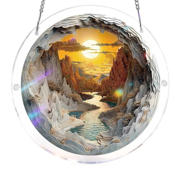 Sun Catcher Window Hanging, 2D Acrylic Spring Colorful Birds Pattern, 83 Pieces Jigsaw Puzzle