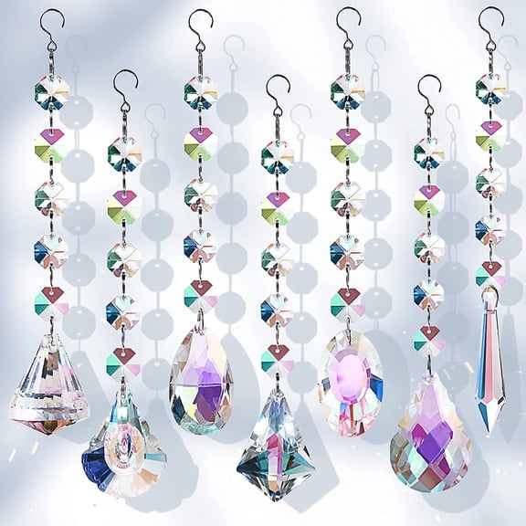 Sun Catchers Crystals 7 Pcs Hanging Crystals Suncatchers Windows Colored Crystals Prisms Glass Pendant Suncatchers Beads Chandeliers Garden Christmas