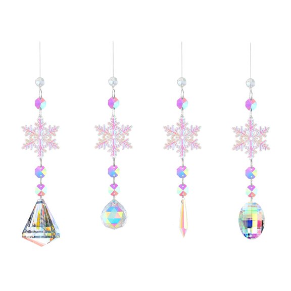 Sun Catchers Indoor Window Snowflakes Hanging Crystal Prism Ball Rainbow Snowflake Pendant