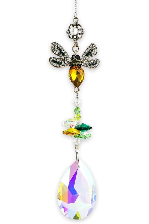 Sun Catchers for Windows, Crystal Suncatcher Pendant Colorful Rhinestones Bee Gifts for Women, Sun Catchers for Garden, Rainbow Maker Hanging Glass Ornament for Home Garden Car Decor