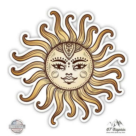 Sun Celestial Beautiful Mandala - 12" Vinyl Sticker Waterproof Decal