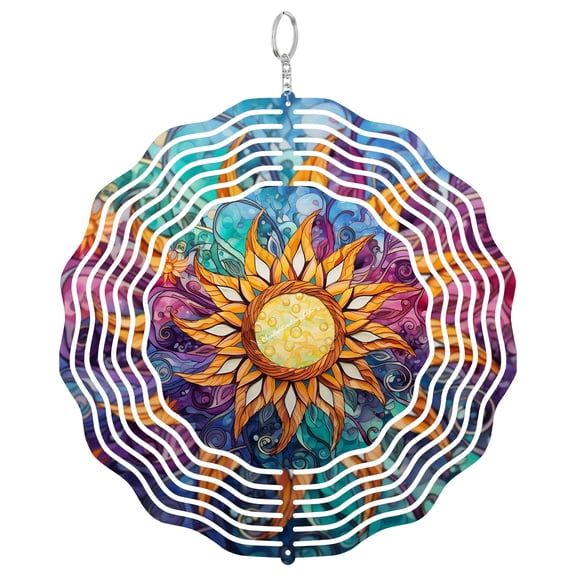 Sun Celestial Face 3D Wind Spinner, Sunshine Hanging Ornament, Bright Garden Decor, Summer Vibes Gift