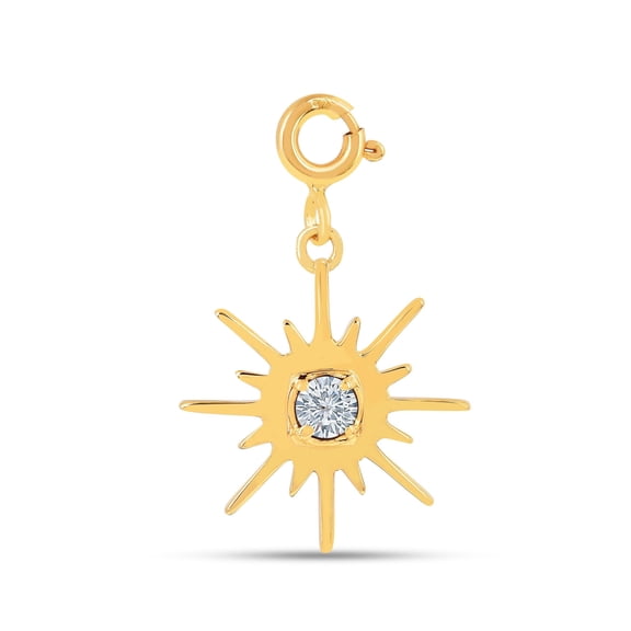 Sun Charm for Necklace 18k Gold Over Silver Mini Charm Sapphire Gemstone Sun Charm Summer Jewelry Gift Sunburst Necklace Charm Gift for Her