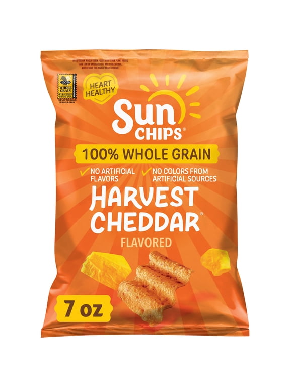 100% Whole Grain Harvest Cheddar Snack Chips Bag, 7 oz