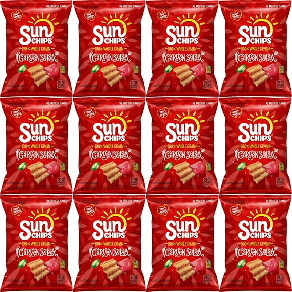 SunChips Garden Salsa Whole Grain Chips, 1.5 Oz Bags, Pack of 12