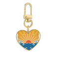 thumbnail image 1 of Sun Cloud Sea Water Weather Pattern Gold Heart Keychain Metal Keyring Holder, 1 of 3