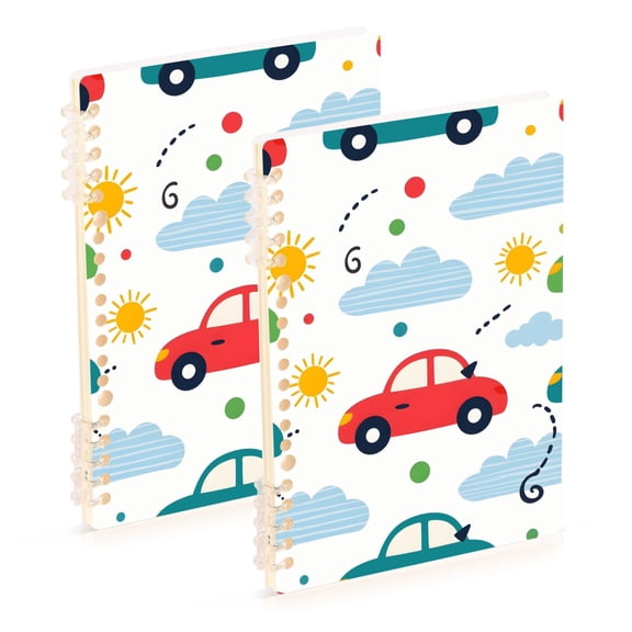 Sun Clouds Dots Cars Cute Notebook Detachable Coil Notebook Diary Plan Book A5 Size 60 Pages 1 Pack