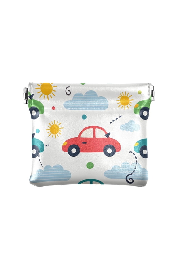 Sun Clouds Dots Cars Cute Women's Coin Purses Change Pouches Wallets Makeup Bags Portable Jewelry Bags Cosmetic Accessories