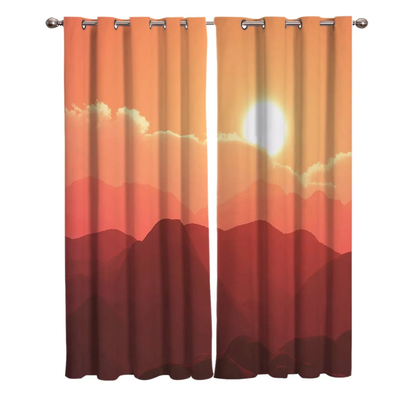 Sun Clouds Peak Sunrise Scenery Window Curtains Scenic Curtains for ...