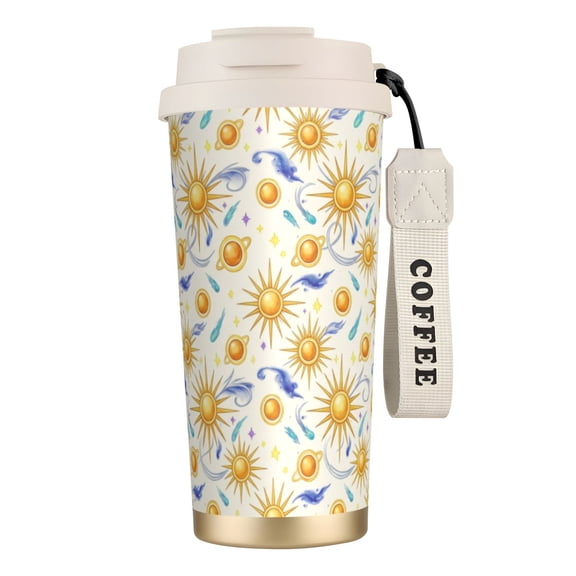 Sun Coffee Mug, 18oz Leak-proof Artistic Sunbeam Tumbler with Handle, Versatile Travel Coffee Cup, Thoughtful Holiday Birthday Gift for Friends