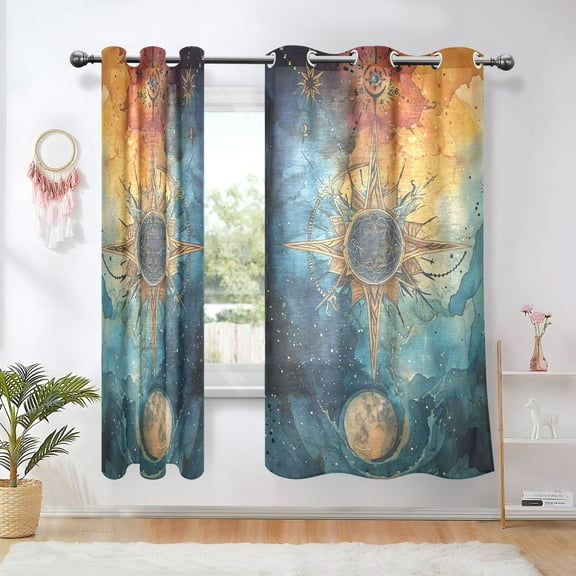 Sun Colorful Clouds Blackout Curtains Thermal Insulation 63 inch Grommet for Bedroom Living Room Bathroom Kitchen Windows 2 Pack