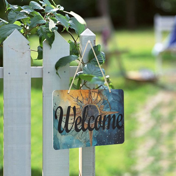 Sun Colorful Clouds Welcome Sign for Front Door Porch Wreath Door Sign Home Decoration Rustic Farmhouse Style