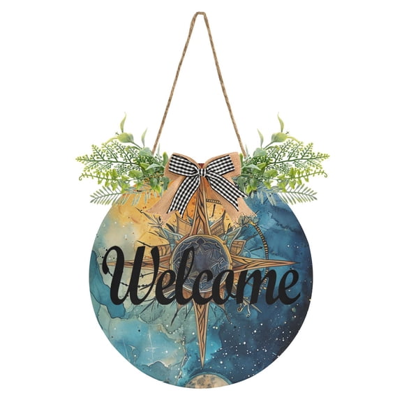 Sun Colorful Clouds Welcome Sign for Front Door Wreath Door Sign for Farmhouse Porch Decoration Indoor Outdoor