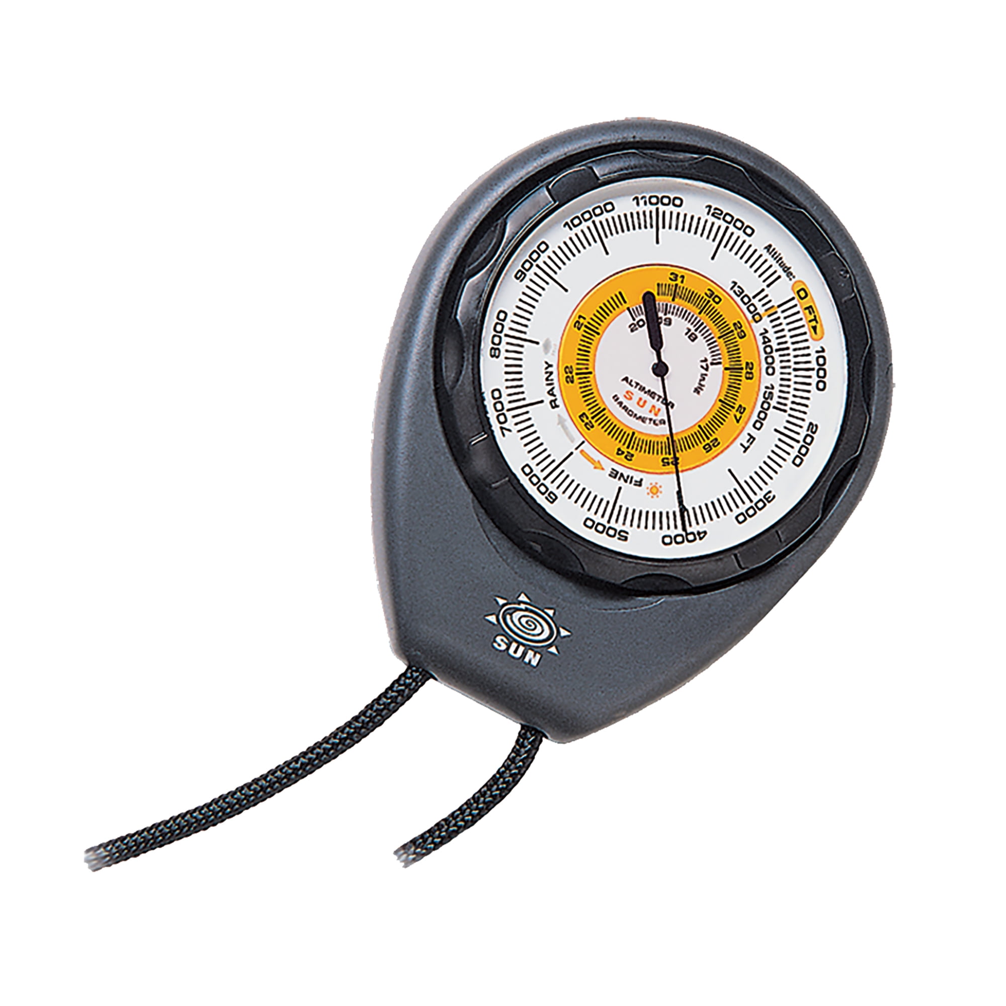  Sun Company Altimeter 203 - Battery-Free Altimeter and  Barometer, Weather-Trend Indicator with Rugged ABS Case and Lanyard