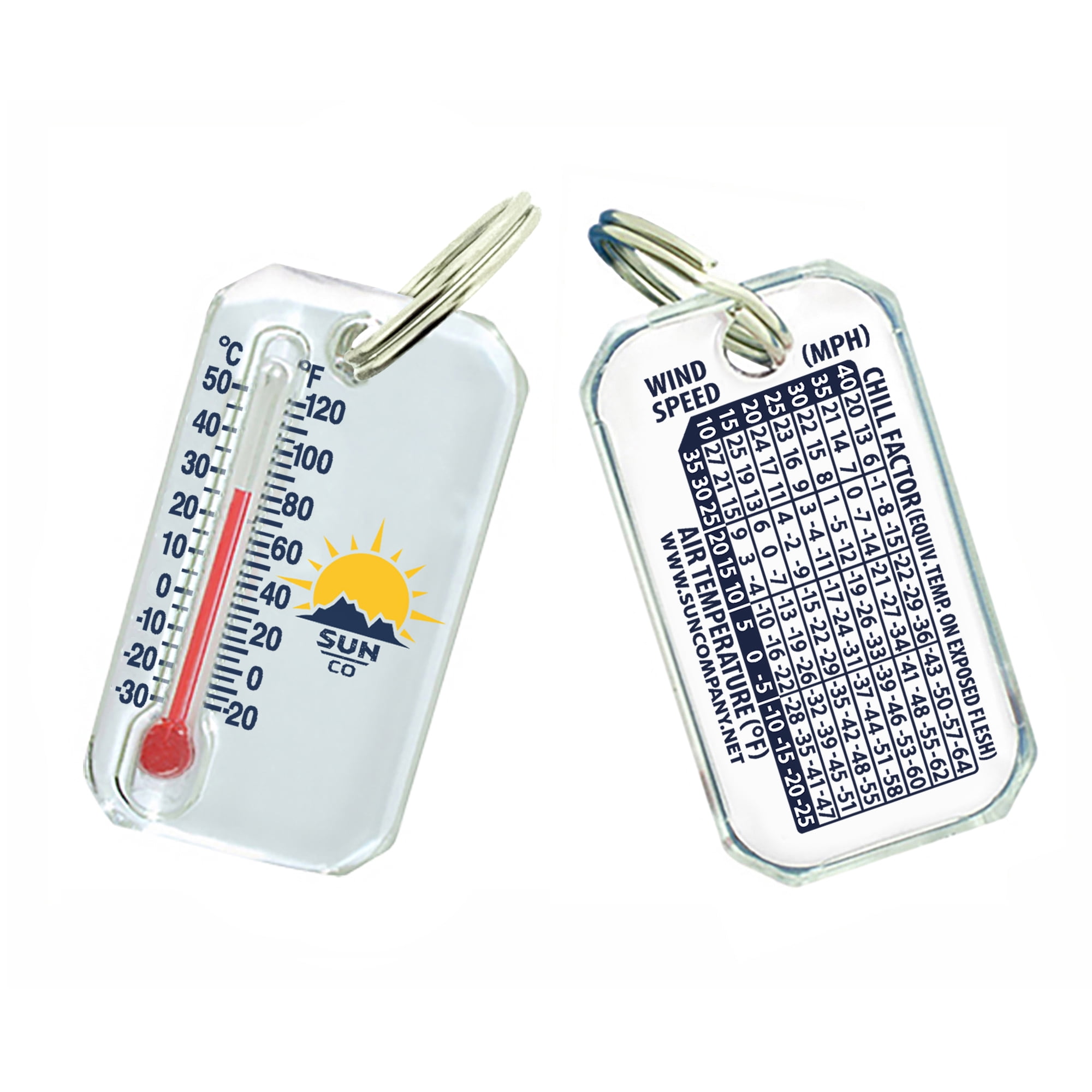 Sun Company Birchwood Therm-o-Compass | Multi-Functional Zipper Pull  Compass & Thermometer with Wind Chill Chart | Ideal for Camping, Hiking,  and