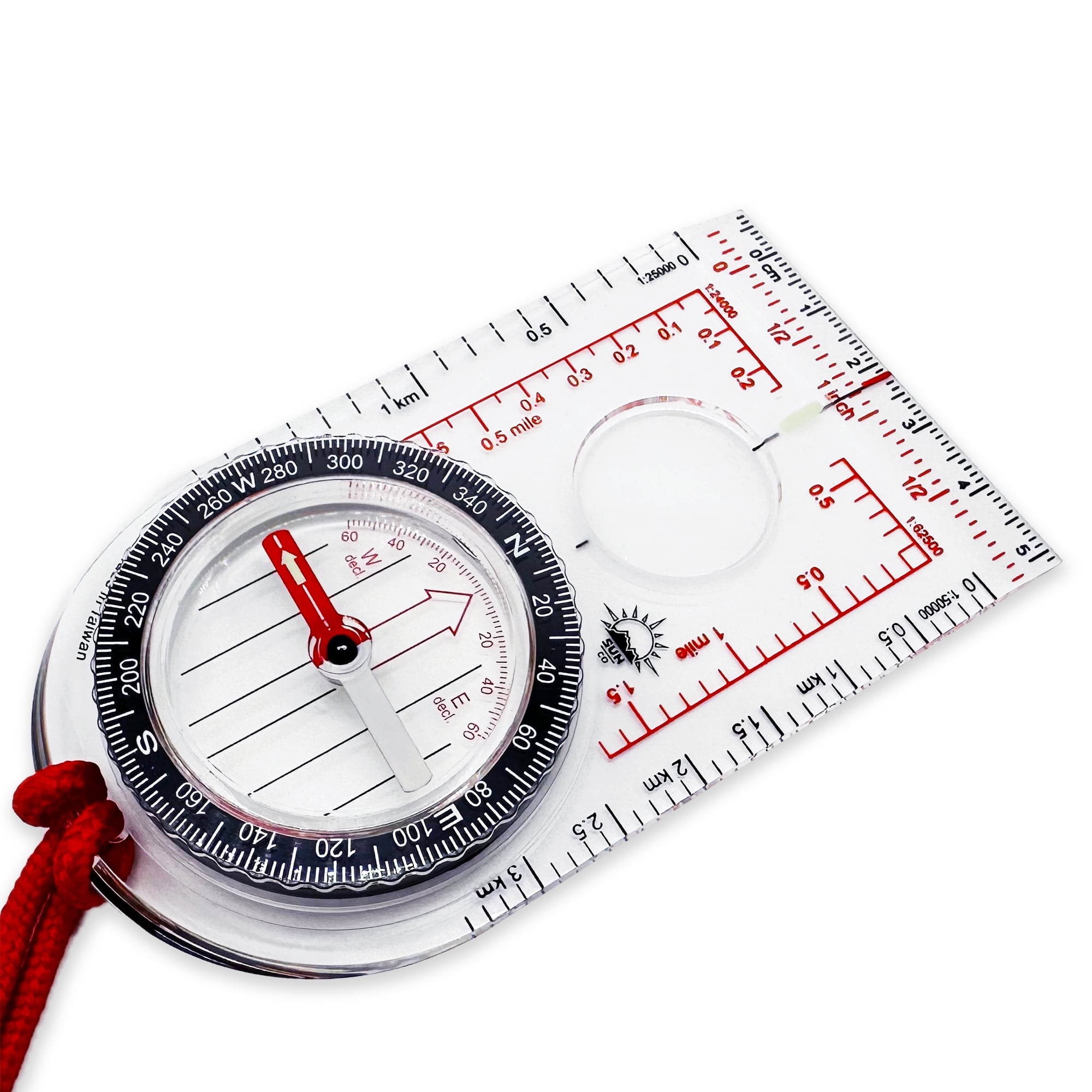 Sun Company ProMap Compass - Ultra Lightweight Baseplate Map Compass with Declination Scale - Accurate Orienteering Base Plate Compass for Hiking, Backpacking, Camping, and Survival Navigation
