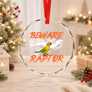 Sun Conure Beware Of The Tiny Raptor Parrot Bird Conure Classic Theme Everyday Glass Ornament