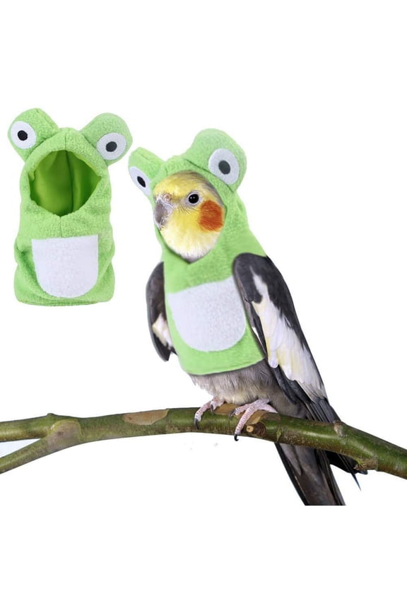 Sun Conure Bird Diaper Flight Suit Frog Shape Hoodie Cosplay Photo Prop for Parrots African Greys Parakeet Cockatiel, Bird Hoodie Small Animals Apparel