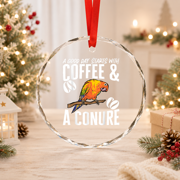 Sun Conure Coffee Parrot Bird Conure Classic Theme Everyday Message Retro Theme Glass Ornament