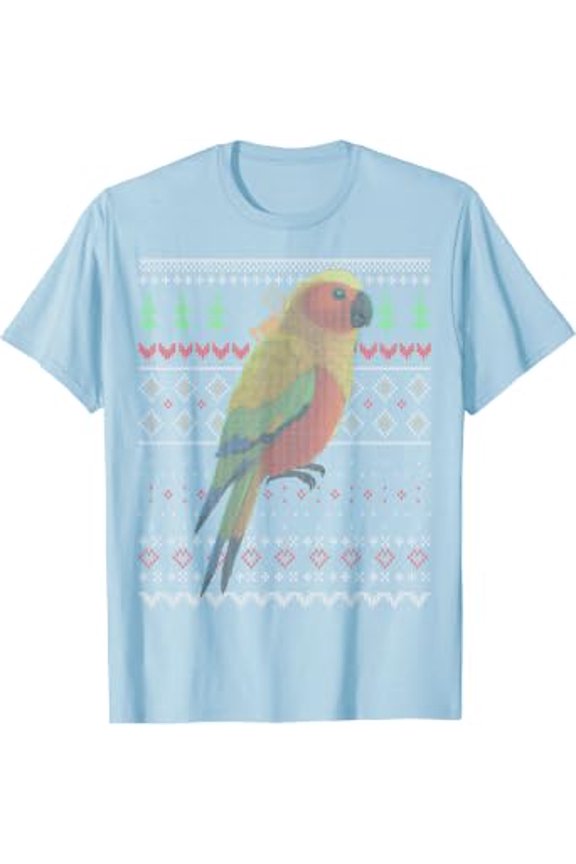 Sun Conure Parrot Bird Ugly Christmas Pattern X-Mas Holiday T-Shirt