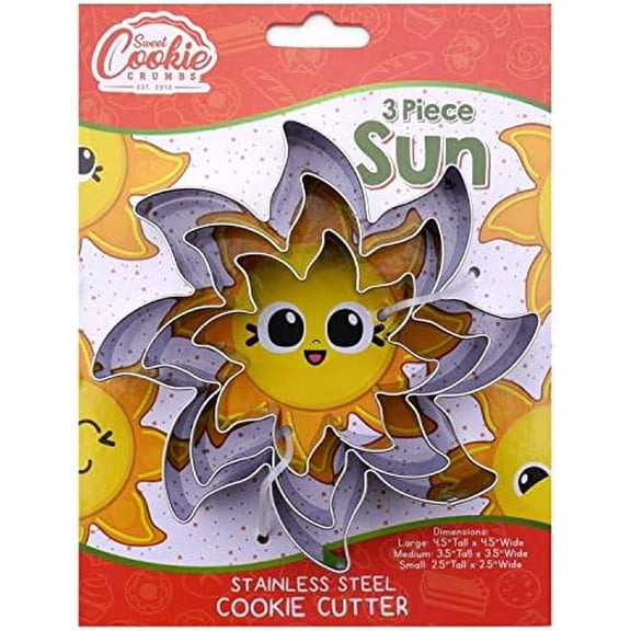 Sun Cookie Cutter Set – Sharp & Stainless Steel Cooking Utensils – A Bright Fit for Sandwiches, Pancakes, Fruits & Crafts – Dishwasher-Safe 3-Piece Bakery Supplies by$$Home Decor, Kitchen, & Other