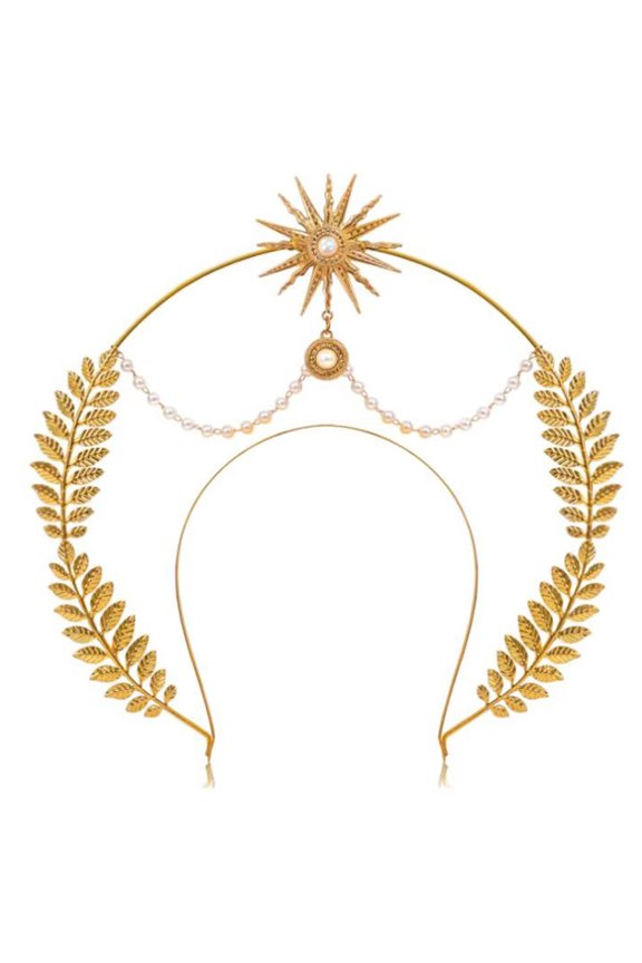 Sun Crown Headband for Women Vintage VirginMary Bohemia Hairband/Earrings Party Props Bridal Wedding Headpieces