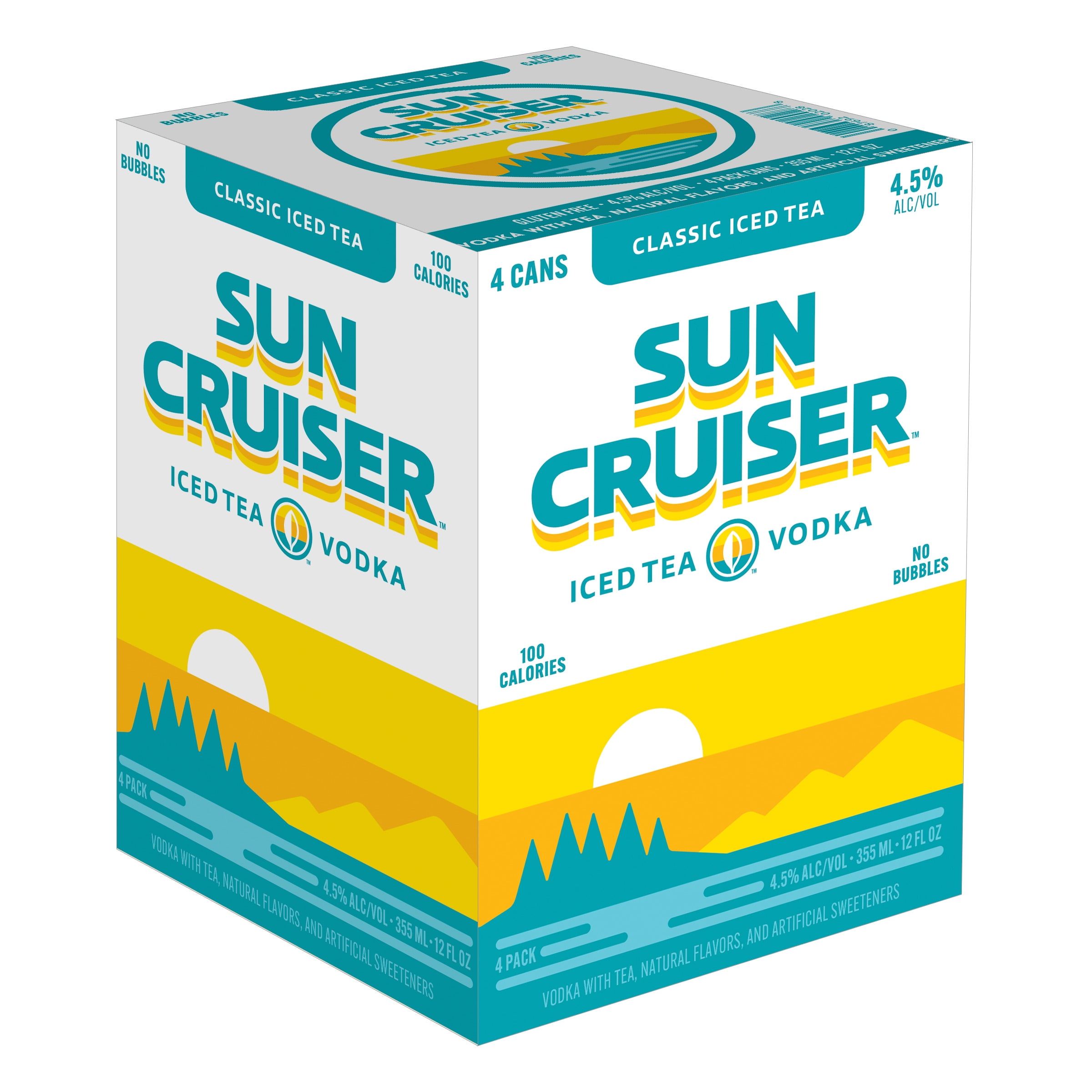 Sun Cruiser Iced Tea Vodka, Classic Iced Tea, 4 pack, 12 fl. oz. Aluminum Cans, 4.5% ABV