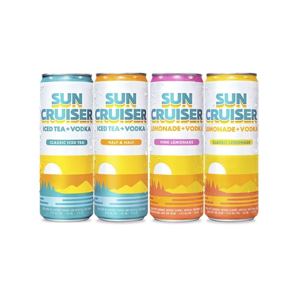 Sun Cruiser Iced Tea and Lemonade Vodka Sampler Vodka Variety, 12 pack, 12 fl. oz. Aluminum Cans, 4.5% ABV