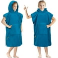 thumbnail image 1 of SUN CUBE Kids Changing Robe Surf Poncho, Kids Beach Towels, Hooded Towel For Toddler Bath Pool, Microfiber Quick Dry Wearable Towel Poncho with Hood, Swim Towel for Boys Girls 3-7 Years, Teal Sea Blue, 1 of 7