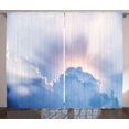thumbnail image 1 of Ambesonne Sun Curtains 2 Panel Set, Sunbeam and Fluffy Clouds, 108" x 84", Pale Blue White, 1 of 2