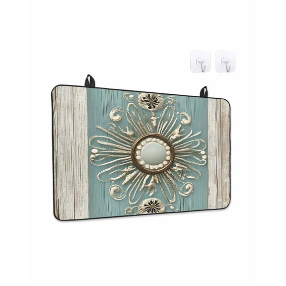 Sun Decoration Stove Top Covers for Electric Stove, 28'x20'' Abstract Vintage Wood Texture Glass Ceramic Stove Cover Foldable Rubber Mat Heat Resistant Cooktop Protector for Kitchen